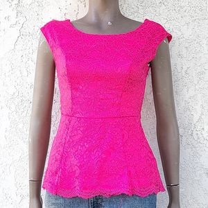 Hot Pink Floral Lace Top